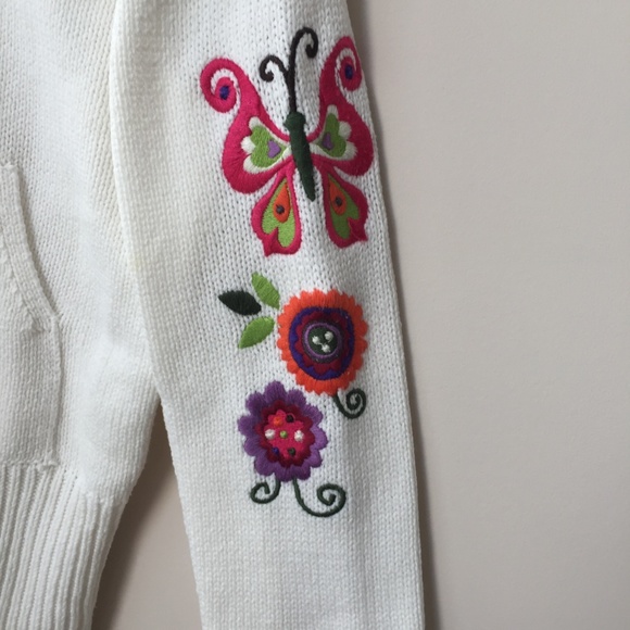 Girl's White Zip-Up Hooded Sweater Size 10-12 - Picture 3 of 4